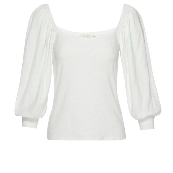 NATION LTD Dallyce Romantic off white tee balloon sleeves size small - Picture 2 of 8